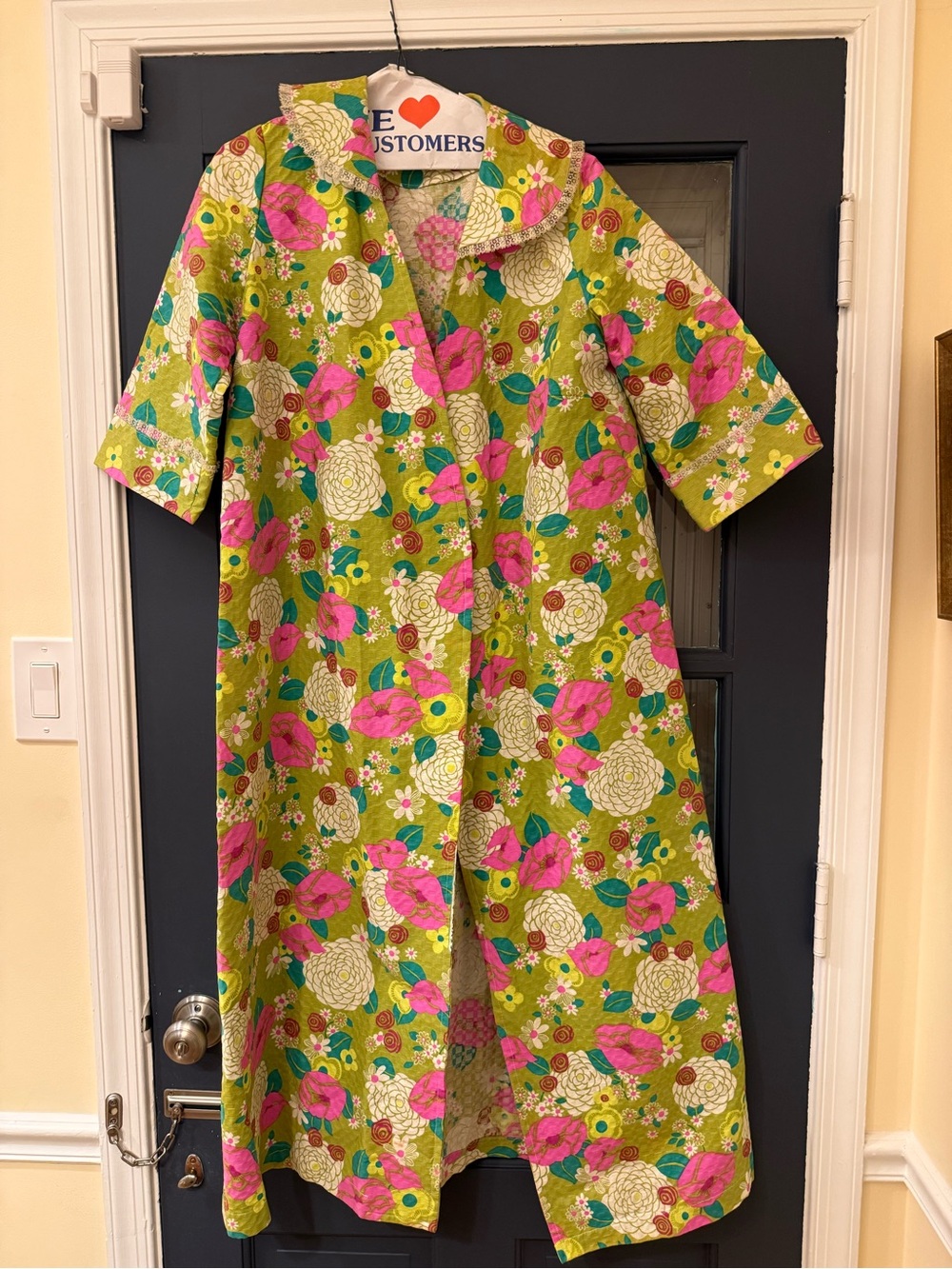 Floral Green & Pink Women's Cotton Robe